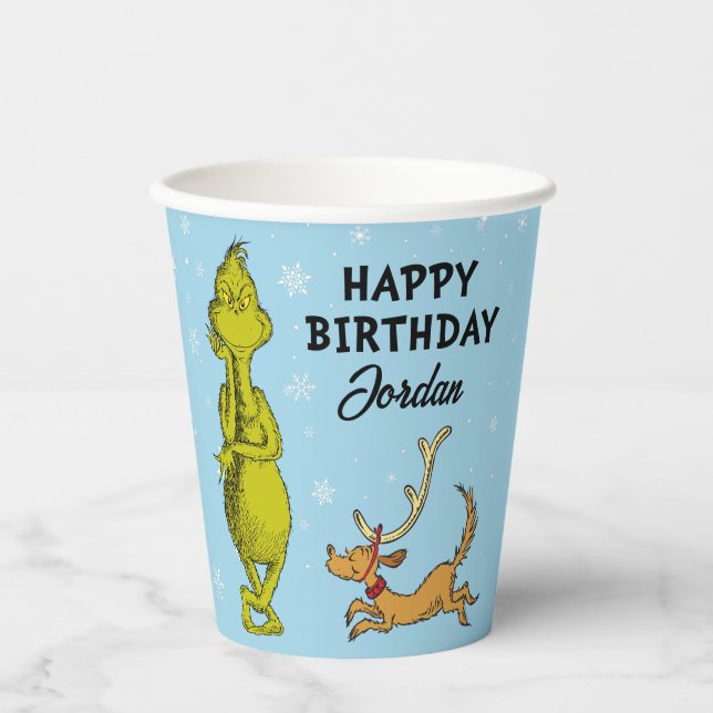 Vasos De Papel Dr. Seuss | Cumpleaños de invierno del Grinch (Anverso)