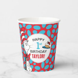 Vasos De Papel Dr. Seuss | Gato en cumpleaños Gorra