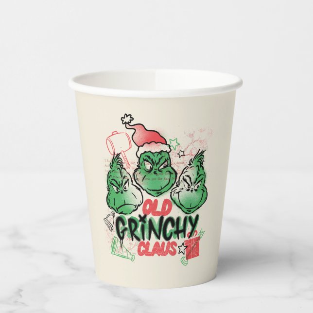 Vasos De Papel Dr. Seuss | Old Grinch Claus (Izquierda)