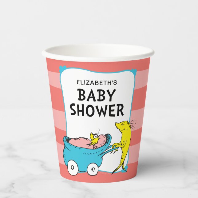 Vasos De Papel Dr. Seuss | Un pez - Baby Shower Chica (Anverso)