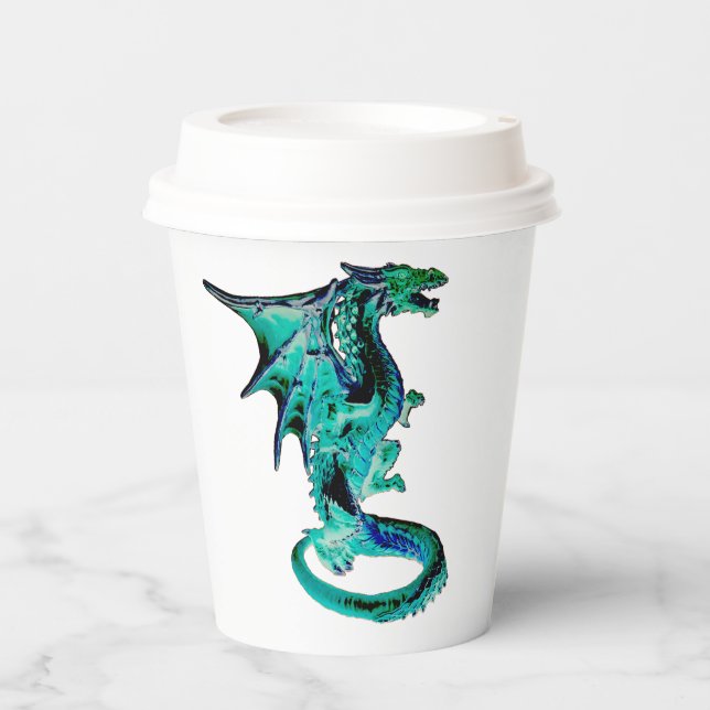 Vasos De Papel Dragón azul marino (Anverso)