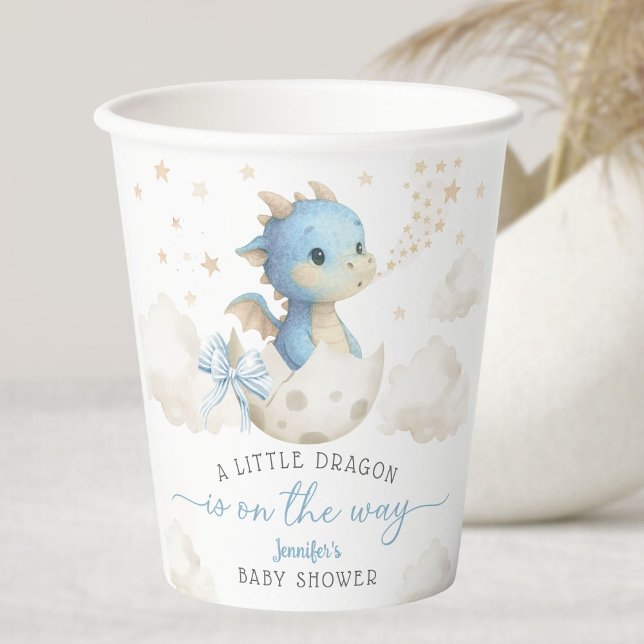 Vasos De Papel Dragon Baby Shower Boy Blue Cute Paper Cups (Subido por el creador)