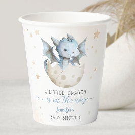 Vasos De Papel Dragon Baby Shower Cute Boy Blue Paper Cups