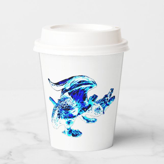 Vasos De Papel Dragón de escarcha azul (Anverso)