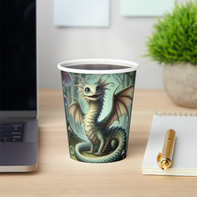 Vasos De Papel Dragon Jabberwocky Cute Fantasía Creatividad Arte (in situ)