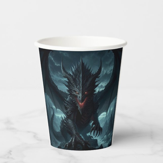 Vasos De Papel Dragón medieval oscuro (Anverso)