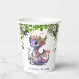 Vasos De Papel Dragón Princesa con Baby Shower Chica Florals