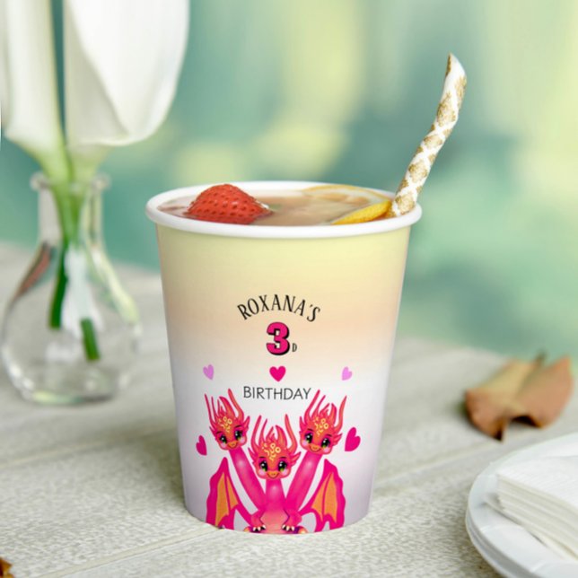 Vasos De Papel Dragón rosa (Subido por el creador)