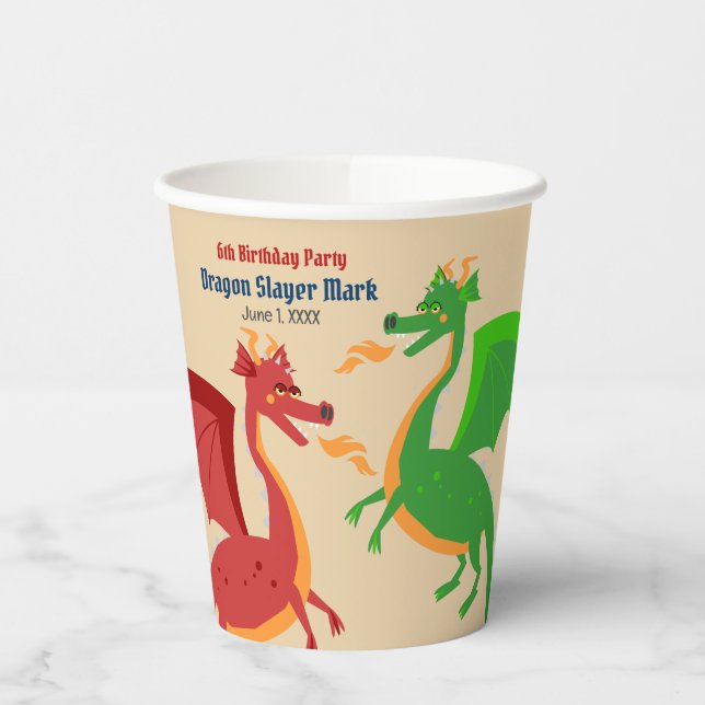 Vasos De Papel Dragon Slayer Knight Boy Birday Party (Izquierda)