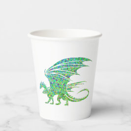 Vasos De Papel Dragón Verde Mosaico Increíble