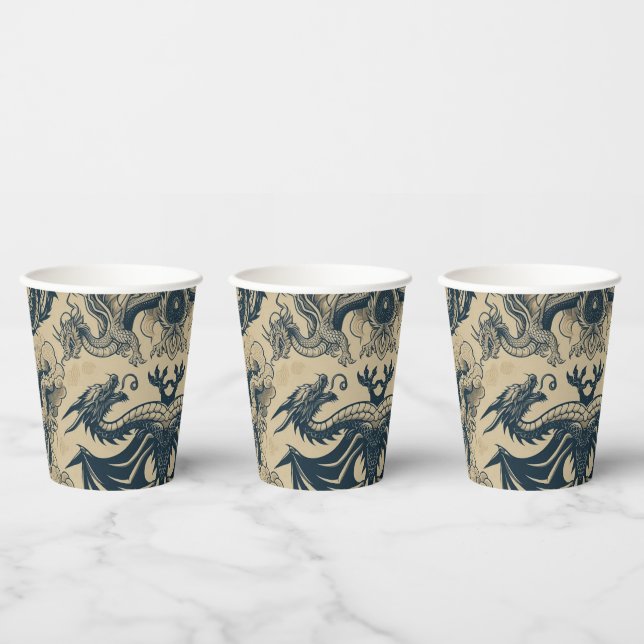 Vasos De Papel Dragones anticuados de fantasía (Multi)