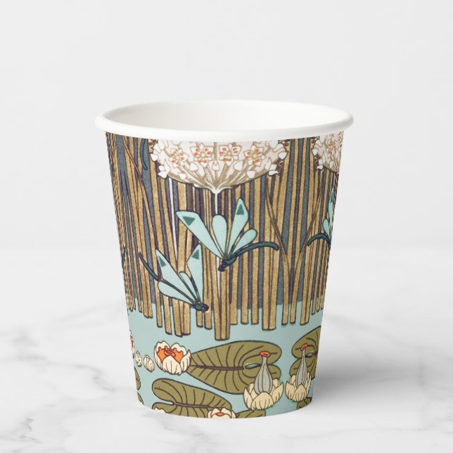 Vasos De Papel Dragonflies Water Lilies Marsh Art Nouveau (Anverso)