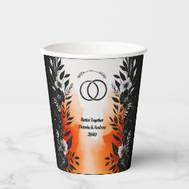 Vasos De Papel Dramática acuarela Naranja negro Boda floral