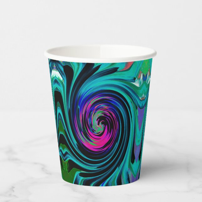 Vasos De Papel Dramático giro retro negro y turquesa (Izquierda)