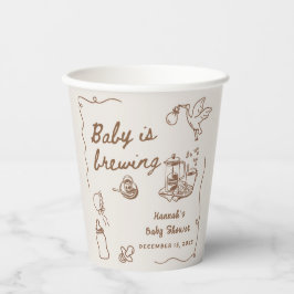 Vasos De Papel Drawn Coffee Baby is Brewing Baby Shower