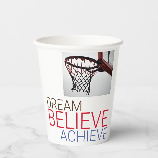 Vasos De Papel Dream Believe Achieve Basketball (Anverso)