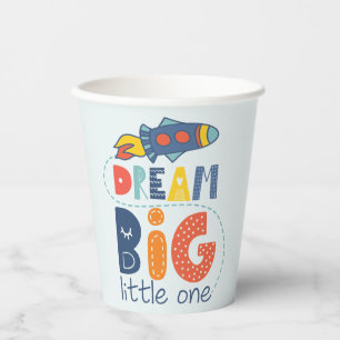 Vasos De Papel Dream Big Little One Rocket