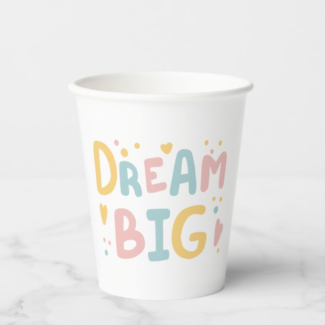 Vasos De Papel Dream Big Pastel Hearts (Anverso)