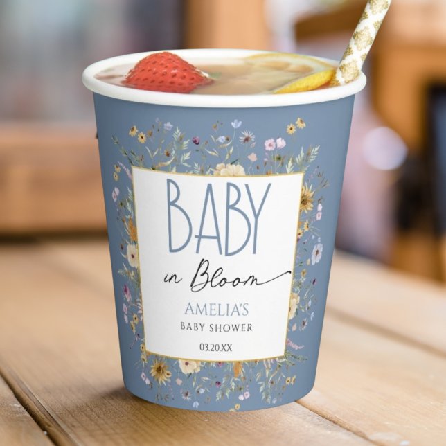 Vasos De Papel Dreamy Dusty Blue Baby Shower (Subido por el creador)