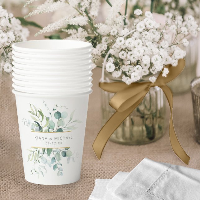 Vasos De Papel Dreamy Foliage Wedding V3 Green ID817 (Subido por el creador)