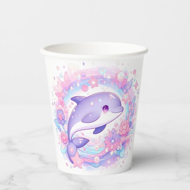 Vasos De Papel Dreamy Little Dolphin Baby Shower (Anverso)