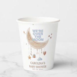 Vasos De Papel Dreamy Over the Moon blue baby ducha