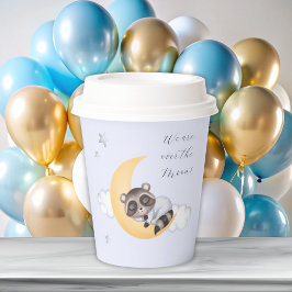 Vasos De Papel Dreamy Over the Moon Raccoon Boy Baby Shower