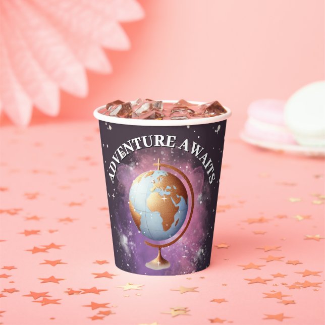 Vasos De Papel Dreamy Watercolor Adventure espera Baby Shower (in situ)