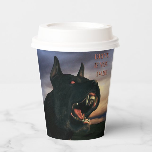 Vasos De Papel Drink If You Dare. Big, black dog (Anverso)