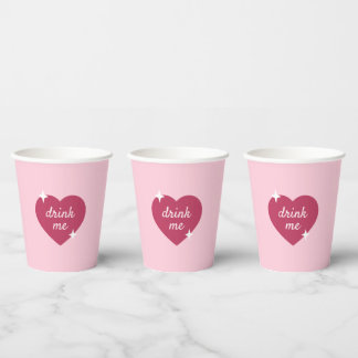 Vasos De Papel Drink Me Pink Retro Galentines Day Party 
