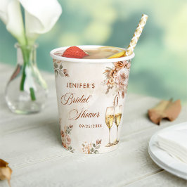 Vasos De Papel Ducha Boho Floral Bridal