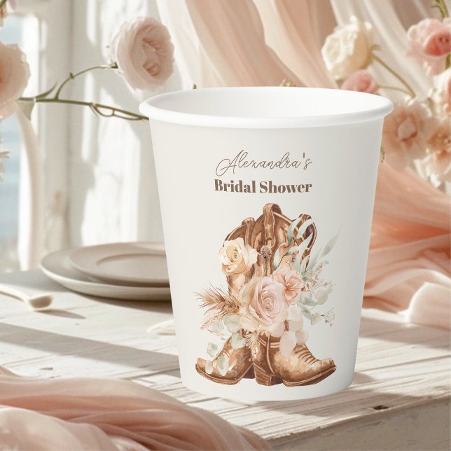 Vasos De Papel Ducha Boho Floral Western Bridal (Subido por el creador)