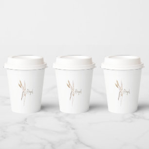 Vasos De Papel Ducha Botánica Seca Boho Personalizada
