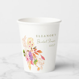 Vasos De Papel Ducha Burbujeante Floral Acuarela Colorida de Brun