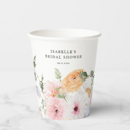 Vasos De Papel Ducha colorida pastel floral para novias
