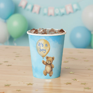 Vasos De Papel Ducha con globo flotante de oso de peluche