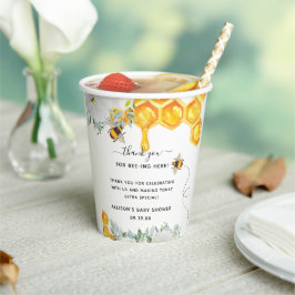 Vasos De Papel Ducha de bebé abeja flor abeja panal 