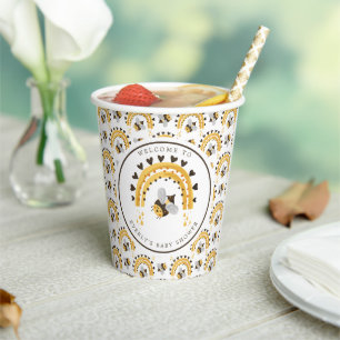 Vasos De Papel Ducha de Bebé Abejorro Arcoíris Mod Abeja de Miel