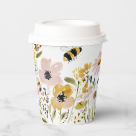 Vasos De Papel Ducha de bebé Boho Honey Bee y flores silvestres