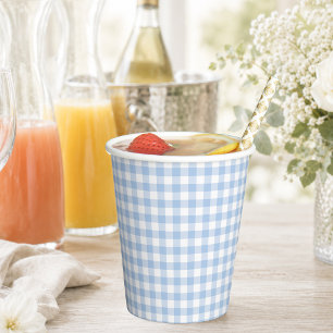 Vasos De Papel Ducha de Bebé Clásica de Cuadros Azul Claro