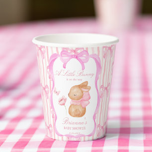 Vasos De Papel Ducha de bebé con arco rosa conejo monogramada
