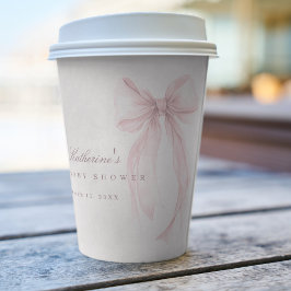 Vasos De Papel Ducha de Bebé con Lazo Coquette Rosa