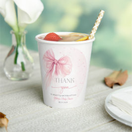 Vasos De Papel Ducha de Bebé Coquette Rosa con Lazo