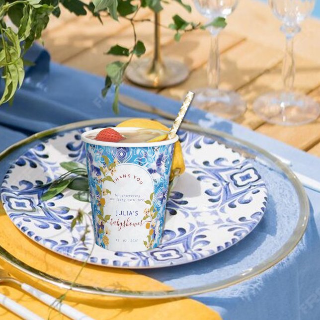 Vasos De Papel Ducha de Bebé Costa de Amalfi Limón Azul Citrus (Subido por el creador)