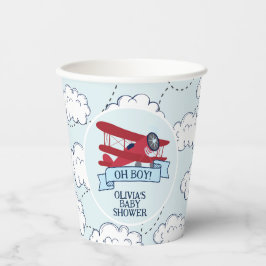 Vasos De Papel Ducha de bebé de Avión Rojo
