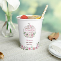 Ducha de Bebé de Calabacita Floral con Rubor Rosa