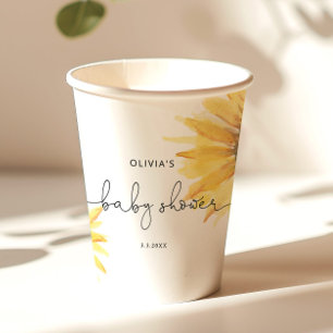 Vasos De Papel Ducha de bebé de girasol minimalista