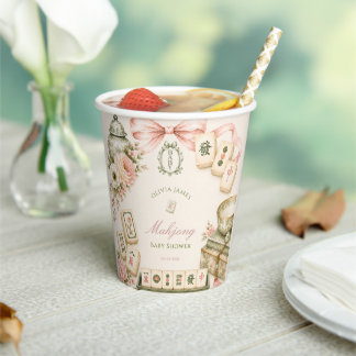 Vasos De Papel ducha de bebé de Mahjong