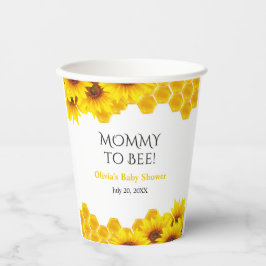 Vasos De Papel Ducha de bebé de Mamá Abeja a Cría Panal Amarillo
