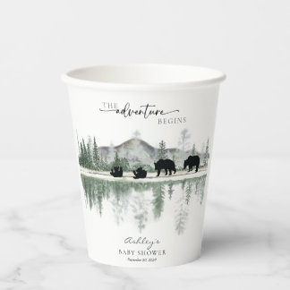 Vasos De Papel Ducha de bebé de oso | Montañas Rústicas